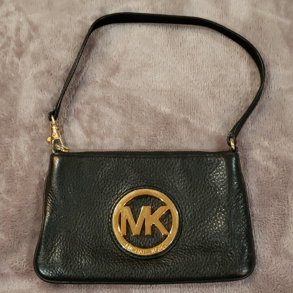 Michael Kors Black Leather Wristlet